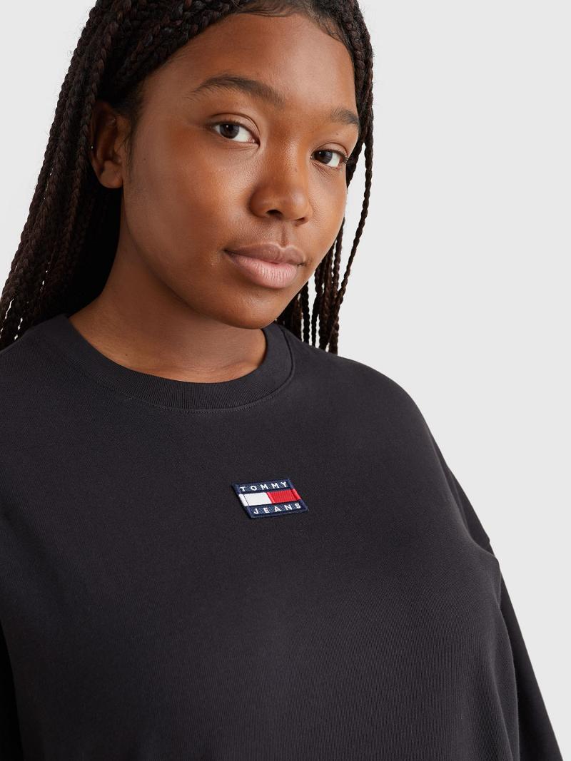 Női Tommy Hilfiger Curve Badge Logo T-Shirt Dresses Fekete | HU 52DFM